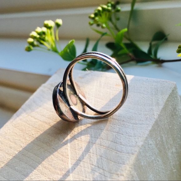 Vintage 70s Solid Sterling Silver 925 Tiger's Eye Oval Ring - Picture 5 of 6